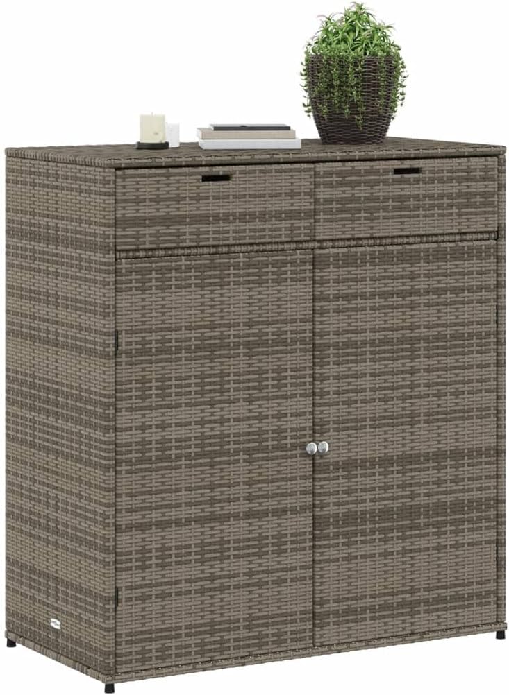 Canditree Armoire de Rangement de Jardin avec 2 Tiroirs 2 Portes, Meuble de Rangement Extérieur pour Outils Coussins (Gris)