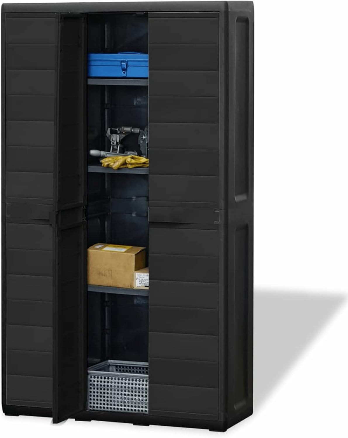 Goliraya Armoire de Rangement de Jardin Meuble de Rangement Extérieur Jardin ou Patio avec 4 étagères Noir