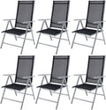 Casaria® 6X Chaises de Jardin Pliantes Aluminium 120kg Dossier Haut réglable 8 Positions Chaise Camping Balcon terrasse résistant intempéries Argent