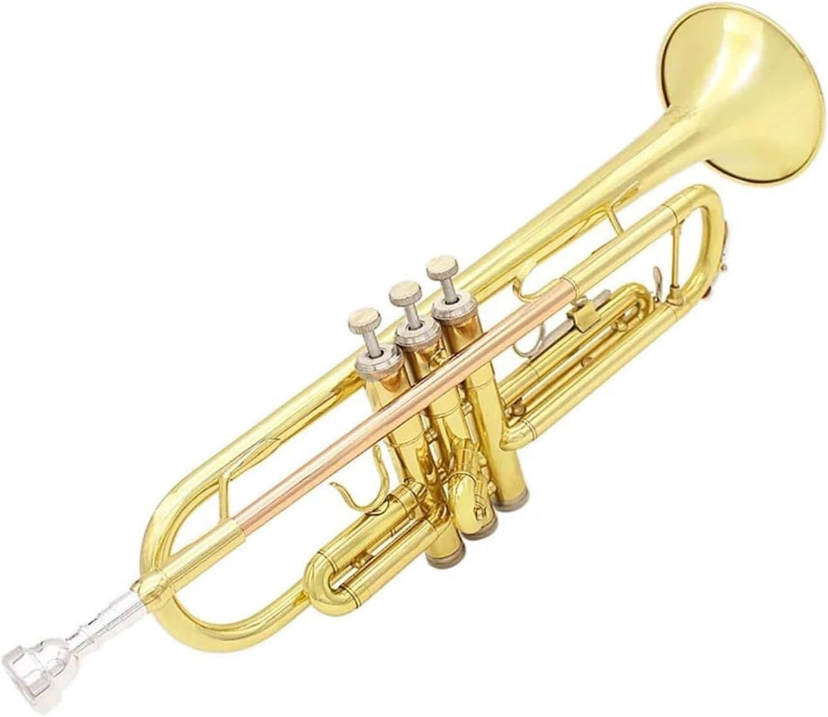 Trompette professionnelle Trompette de musique professionnelle Bb B tube en cuivre plat instrument à vent avec embout et boîte de sangle(Color:3/4)