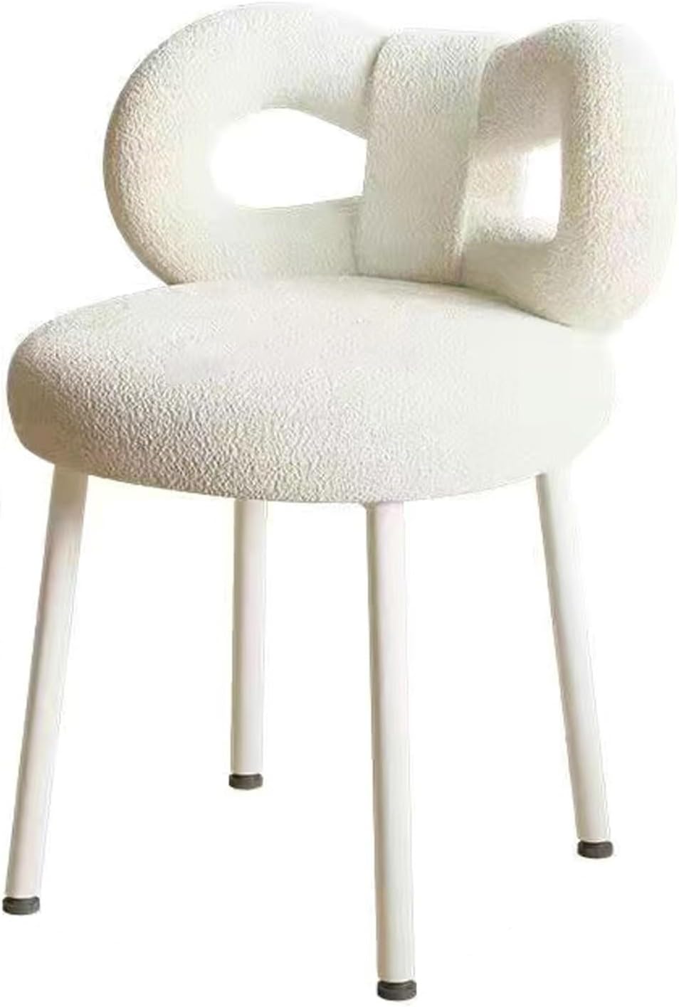 Chaise de Coiffeuse, Tabouret pour Coiffeuse Moderne avec Dossier, Siège Rembourré en Velours, Chaises de Salle à Manger rembourrées pour Salon(White)