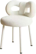 Chaise de Coiffeuse, Tabouret pour Coiffeuse Moderne avec Dossier, Siège Rembourré en Velours, Chaises de Salle à Manger rembourrées pour Salon(White)
