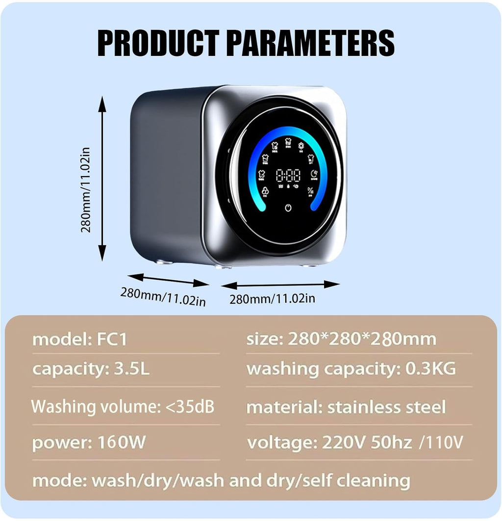 FRANREADER Mini Machine à Laver Et Lave Linge Mural | Lavage & Séchage Automatique 2-en-1, pour sous-vêtements et Linge Délicat Wall-Mounted