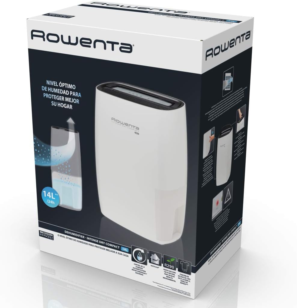 Rowenta Intense Dry Compact DH4224 Déshumidificateur 14L 3 programmes Fonction Linen Dry Filtre compact silencieux