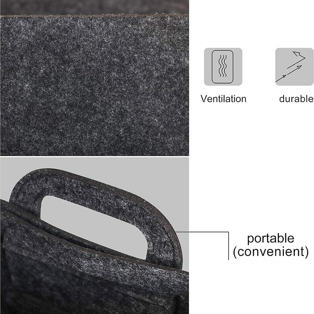 Panier de rangement en feutre avec poignées pour linge, salle de bain, bureau, boîtes de rangement pliables et ouvertes, gris foncé, 40 x 28 x 25 cm