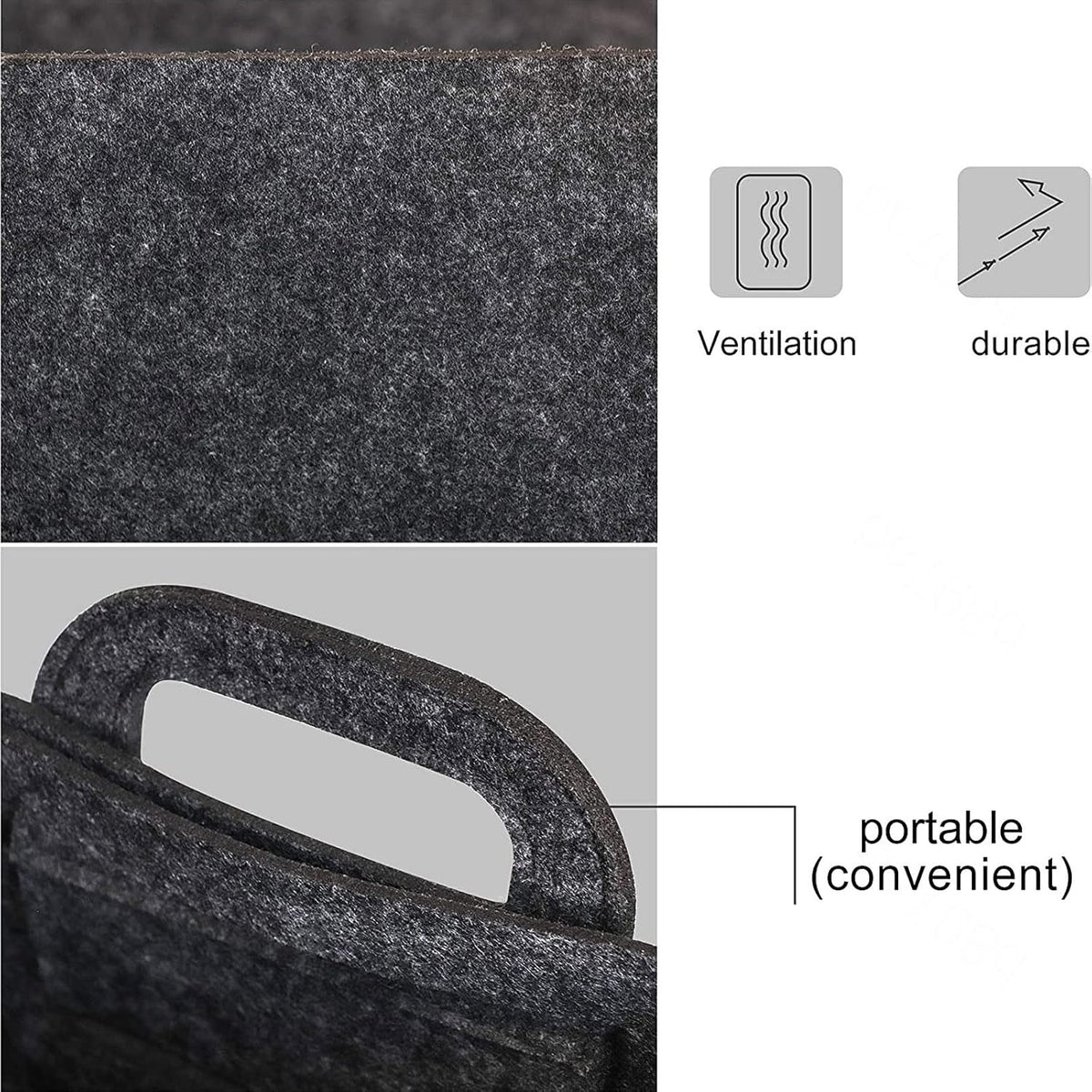 Panier de rangement en feutre avec poignées pour linge, salle de bain, bureau, boîtes de rangement pliables et ouvertes, gris foncé, 40 x 28 x 25 cm