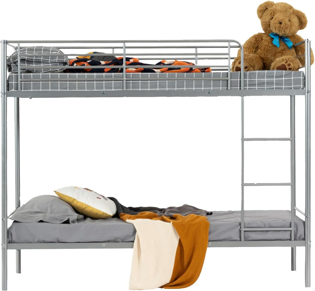 Meuble Cosy Lit superposé 2 Personnes Cadre de Lits 90x190cm en métal pour Enfant Chambre à Coucher Maison, Gris