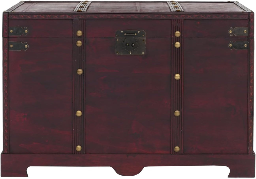 Mendler Coffre bois de décoration Valence aspect antiquité 49x77x47cm carré