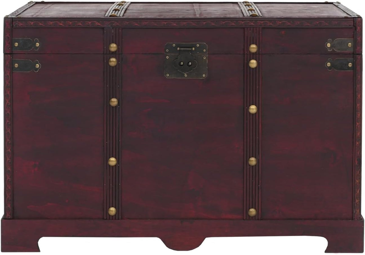 Mendler Coffre bois de décoration Valence aspect antiquité 49x77x47cm carré