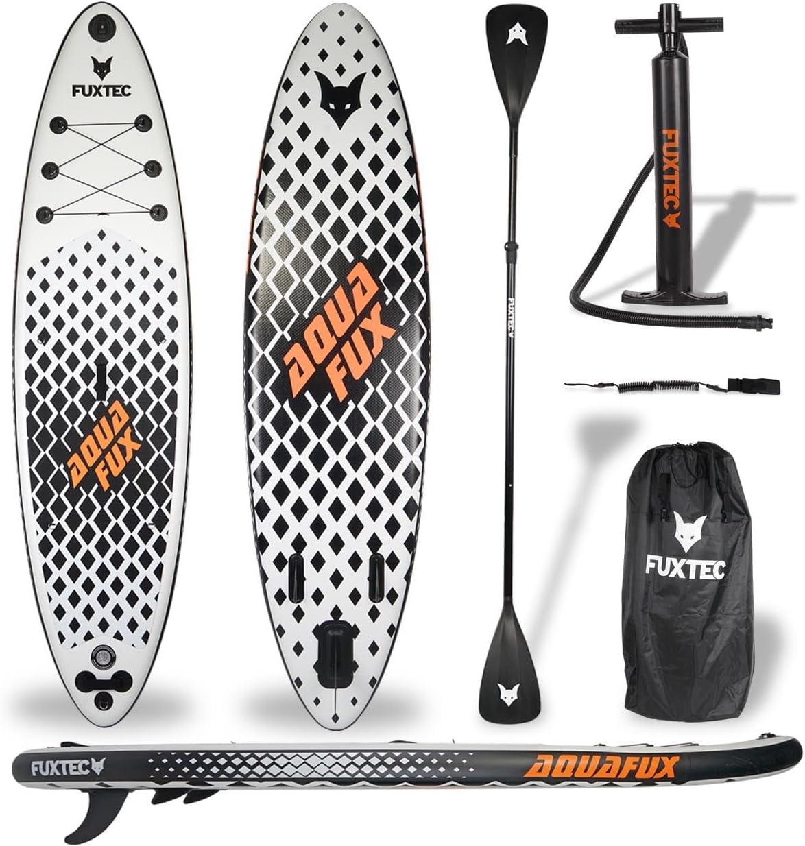 Fuxtec Kit de Planche de Sup Gonflable - Planche de Stand up Paddle 320 x 81 x 15 cm avec 3 ailerons - Planche de Tourisme Charge jusqu'à 150 kg - Sac de Rangement Inclus