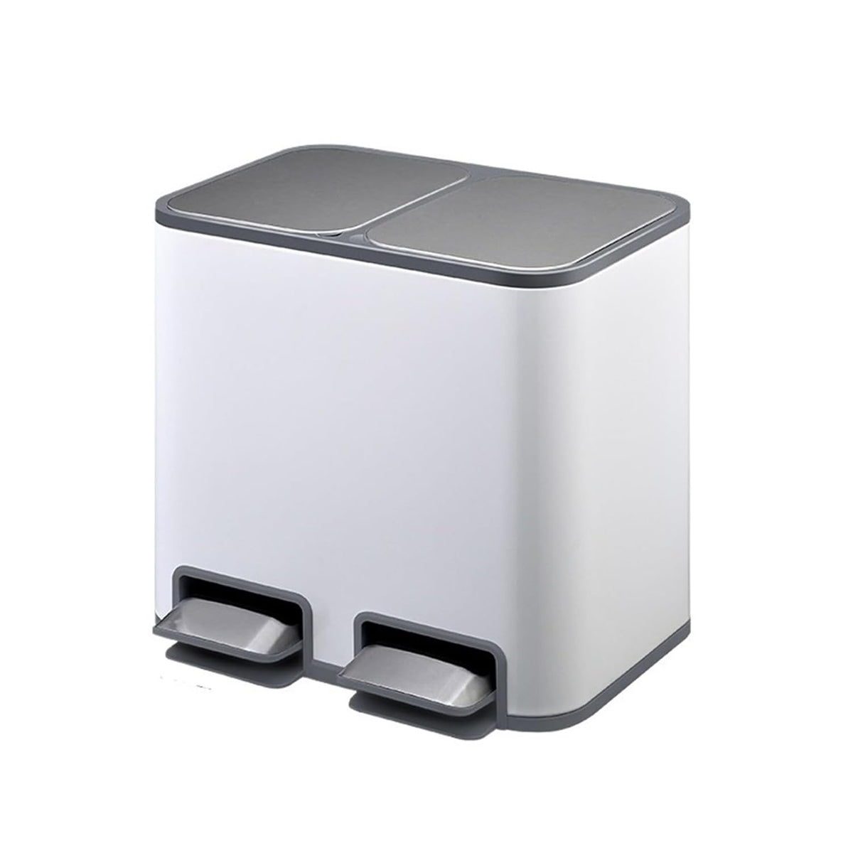 GLigeT Poubelle de cuisine à double compartiment avec bacs à déchets ou de recyclage et couvercle à fermeture douce(Blanc)