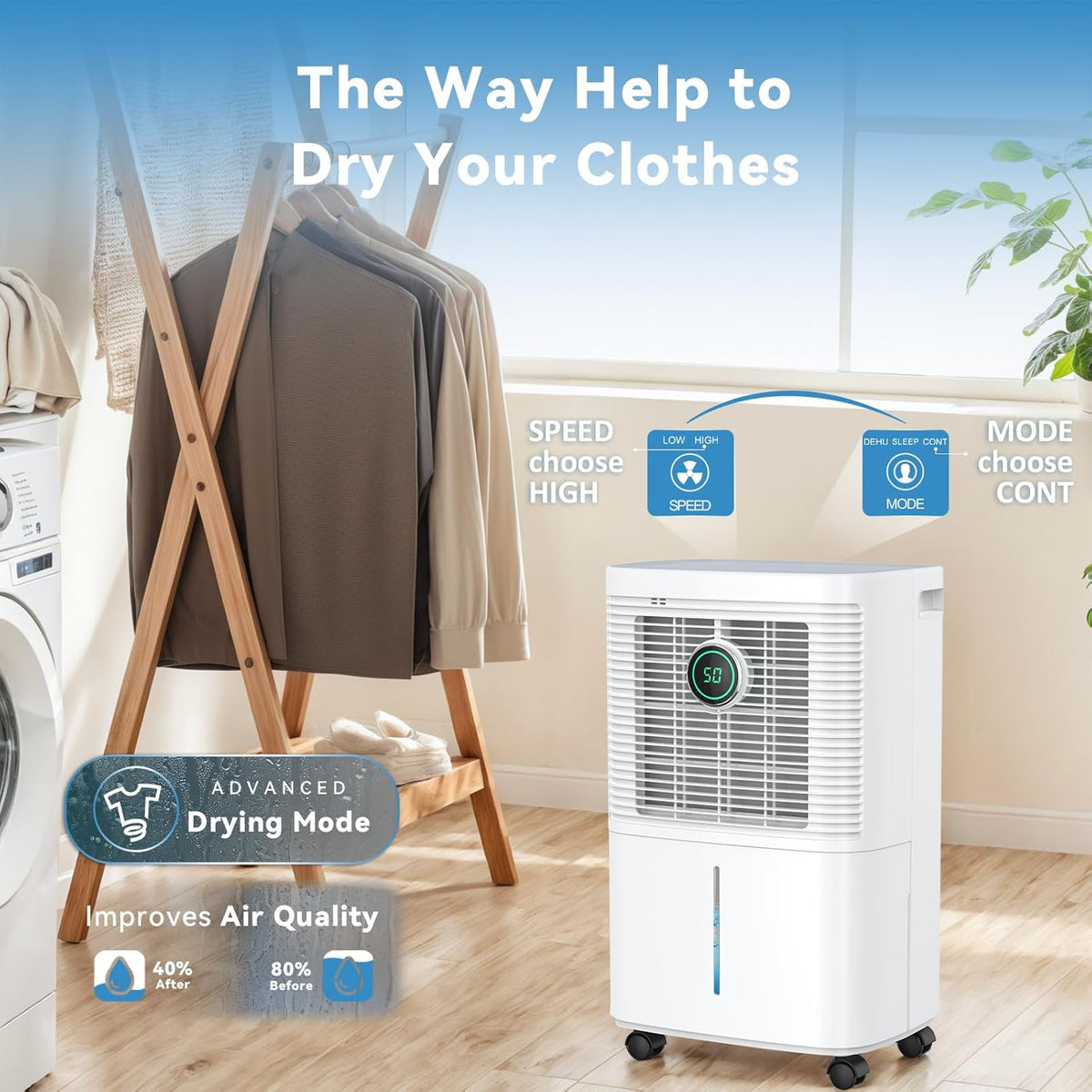 Innvitop Deshumidificateur d Air Electrique 12L/Jour Con Display d’Humidité, 3 Modes, Anti Moisissure, Déshumidificateur Maison ave Mode Séchage des Vetements, Arrêt Temporisé, Cave, Chambre, Bain