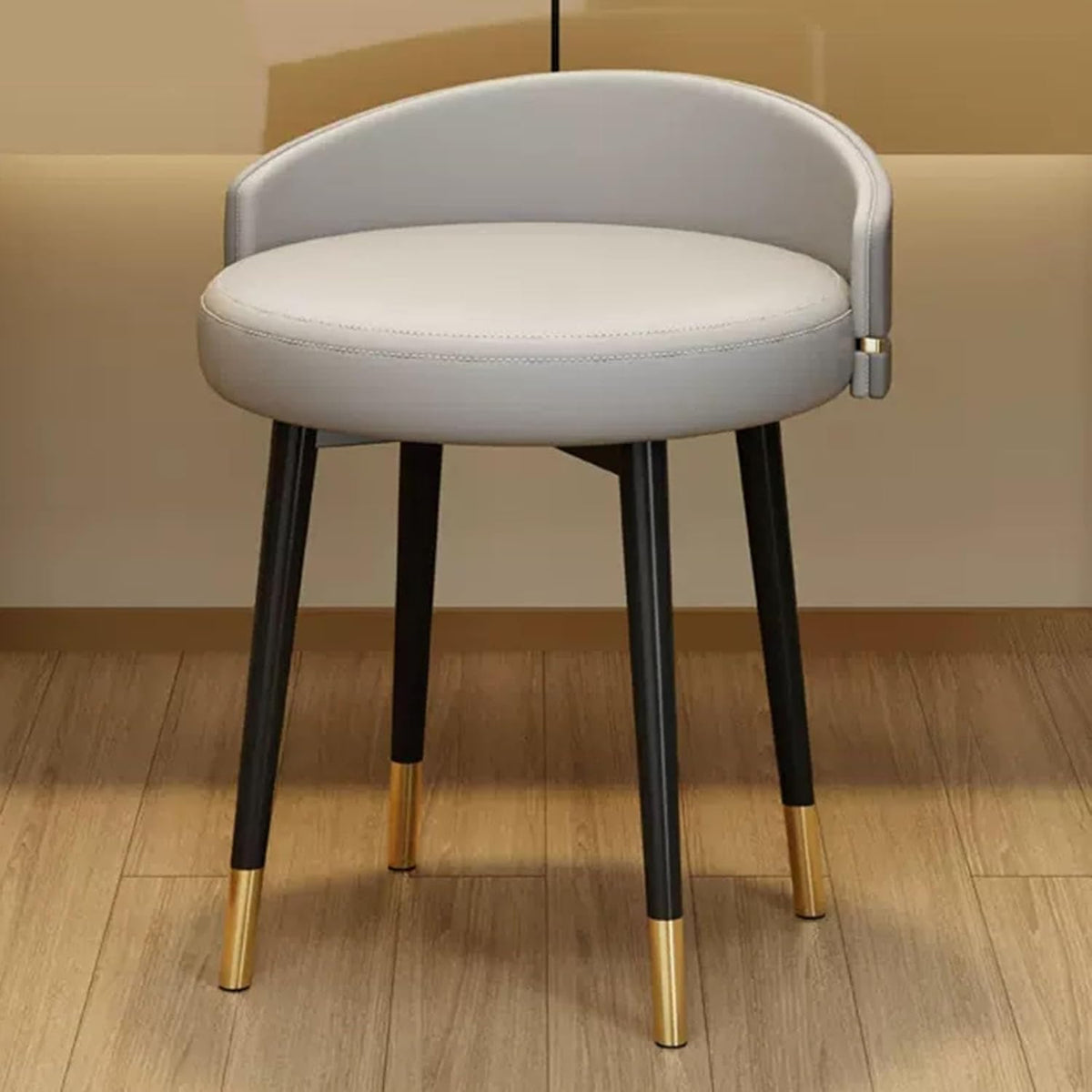 Tabouret de coiffeuse élégant et moderne gris avec pieds en métal, siège polyvalent durable pour chambre à coucher, salon, décoration d'intérieur, station de maquillage