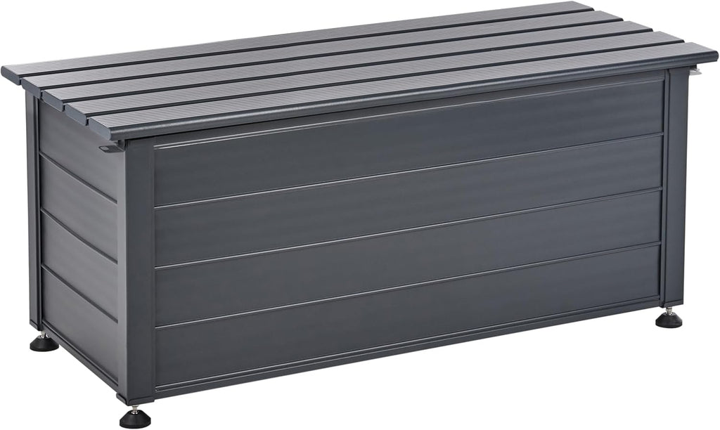 Beliani Coffre d'Extérieur de Rangement en Aluminium 113 x 50 cm Meuble de Jardin Gris Foncé Campalto