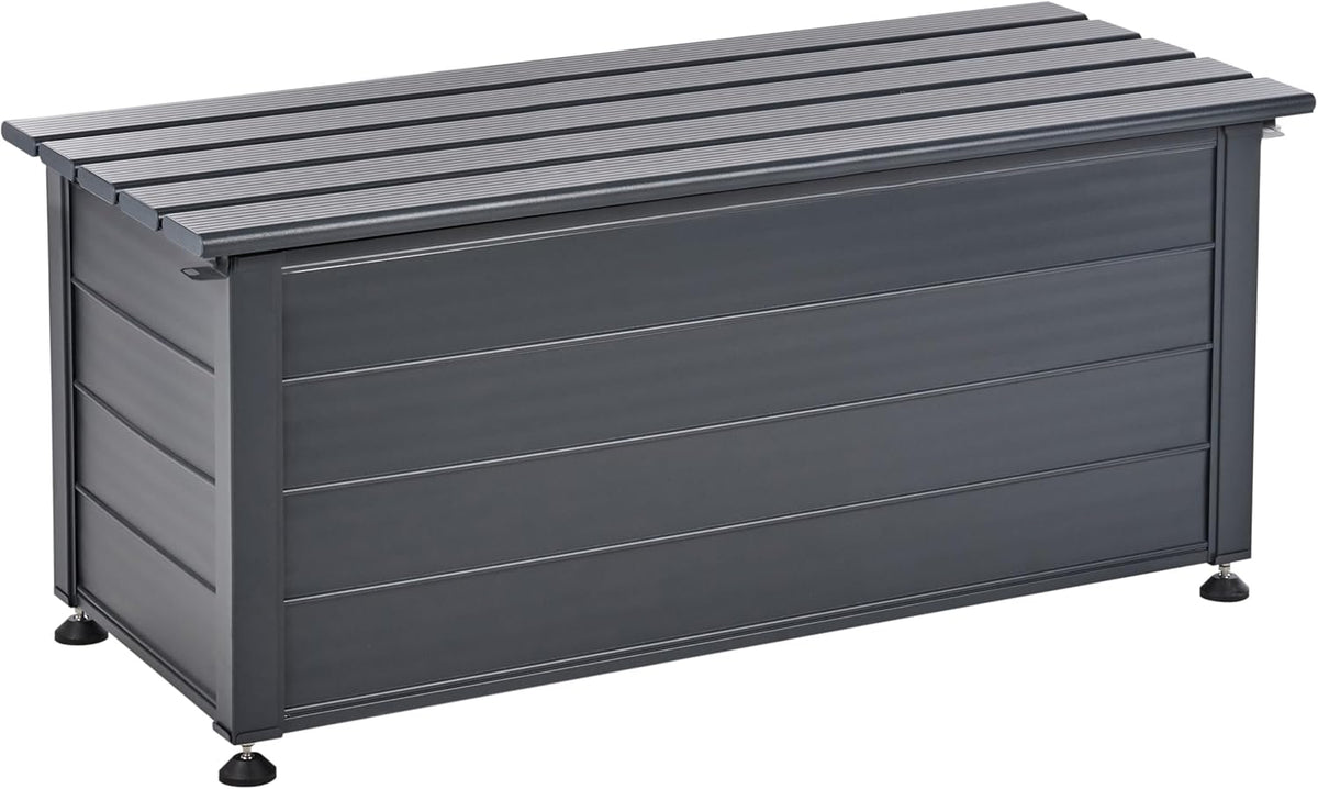 Beliani Coffre d'Extérieur de Rangement en Aluminium 113 x 50 cm Meuble de Jardin Gris Foncé Campalto