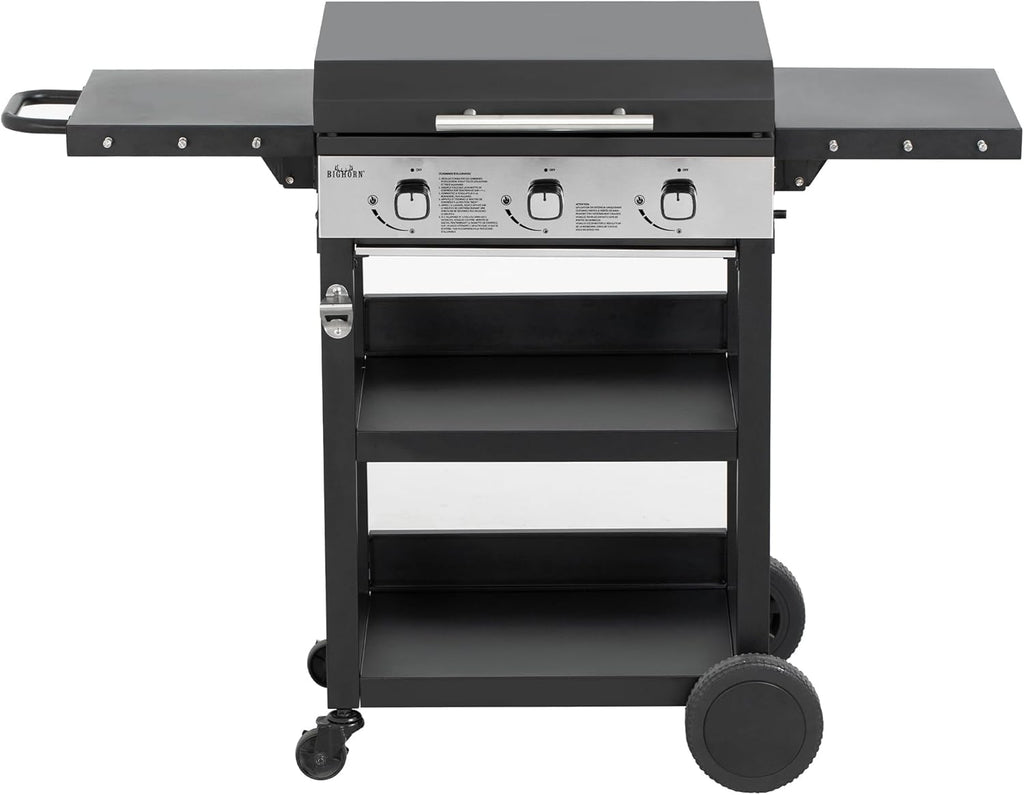BIGHORN Plancha gaz de 3 brûleurs avec chariot et couvercle;7.2kw