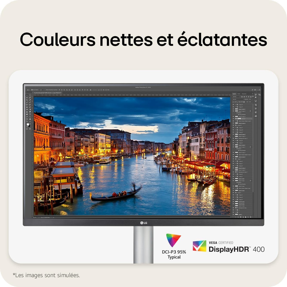 LG Ultrafine 27UP850K-W Ecran PC 4K 27" - Dalle IPS résolution UHD (3840 x 2160), 5ms GtG 60Hz, DisplayHDR 400, DCI-P3 95 pour cent (CIE1976), Mode Lecture, inclinable, réglable en Hauteur