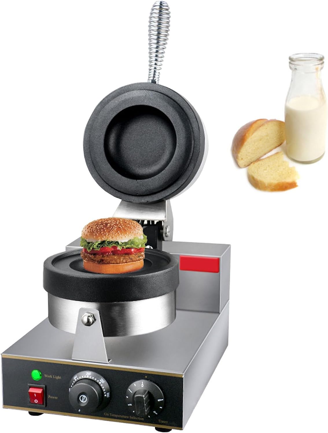 Hydravex Machine à Hamburgers GrilléS, Gaufrier Commercial, Gaufrier AntiadhéSif, ContrôLe De La TempéRature 50-300 ℃, Chauffage Double Face, Gaufres Aux œUfs à Bulles