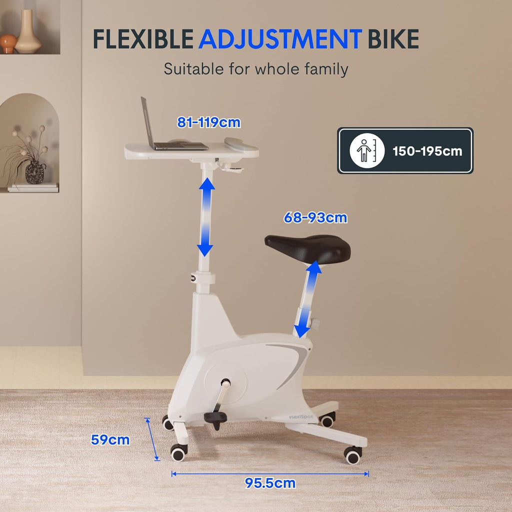 FlexiSpot Vélo d'appartement avec tablette, Vélo de fitness portable avec cadre stable et fonctionnement silencieux, idéal pour la maison et l'extérieur