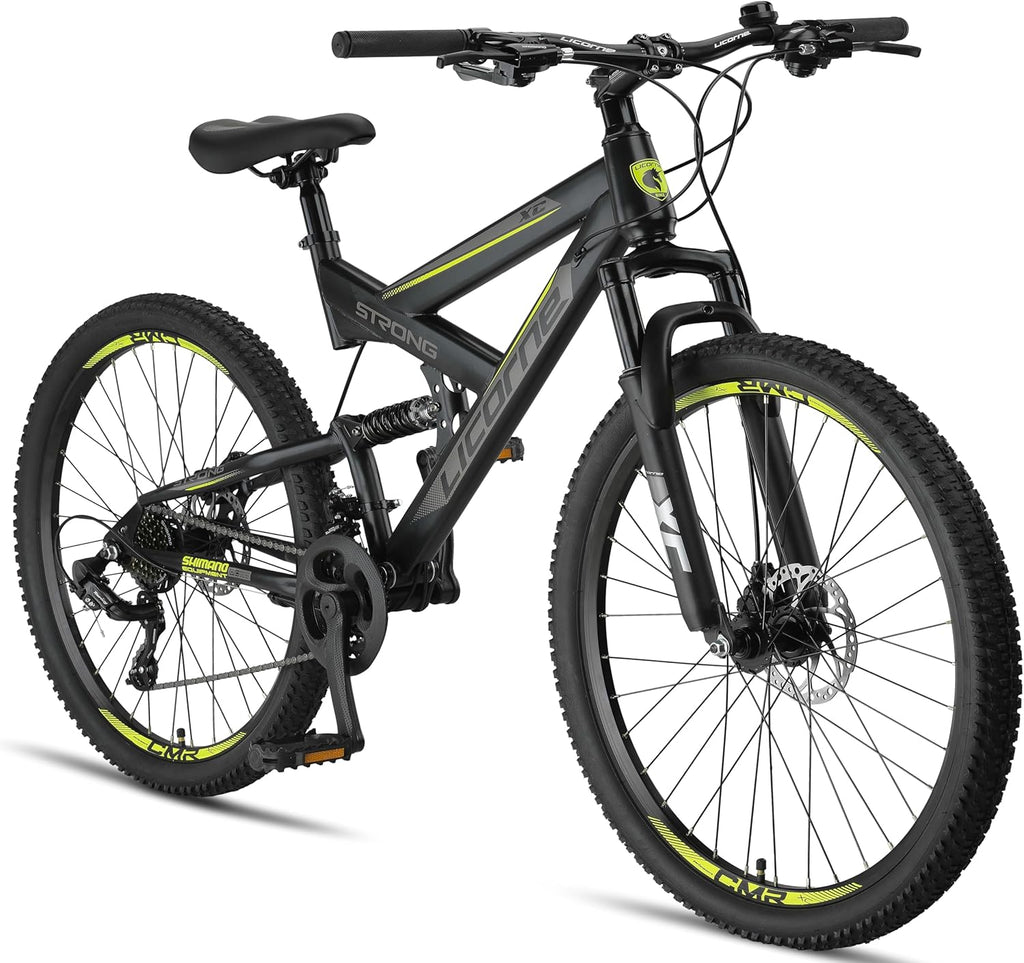 Licorne Bike Strong 2D Vélo Tout Terrain de qualité supérieure 27,5" pour garçon Fille Femme et Homme avec Frein à Disque Avant et arrière 21 Vitesses dérailleur Suspension complète"
