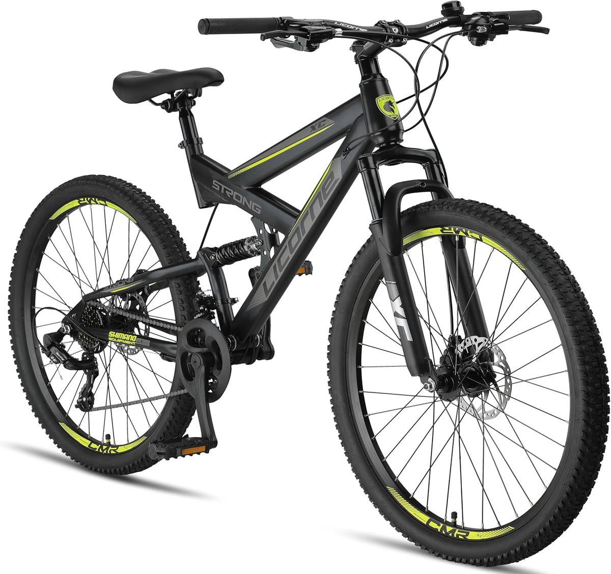 Licorne Bike Strong 2D Vélo Tout Terrain de qualité supérieure 27,5" pour garçon Fille Femme et Homme avec Frein à Disque Avant et arrière 21 Vitesses dérailleur Suspension complète"