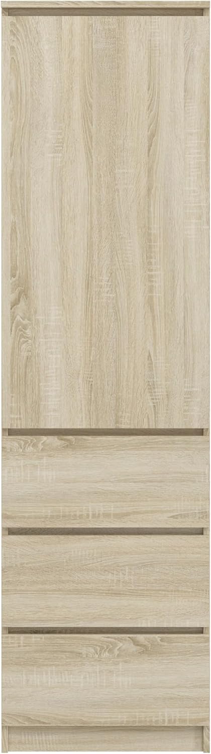 KUBUTKU Armoire multi-usages avec 3 tiroirs, 3 compartiments et portes, 180,5 x 50 x 40 cm, sonoma