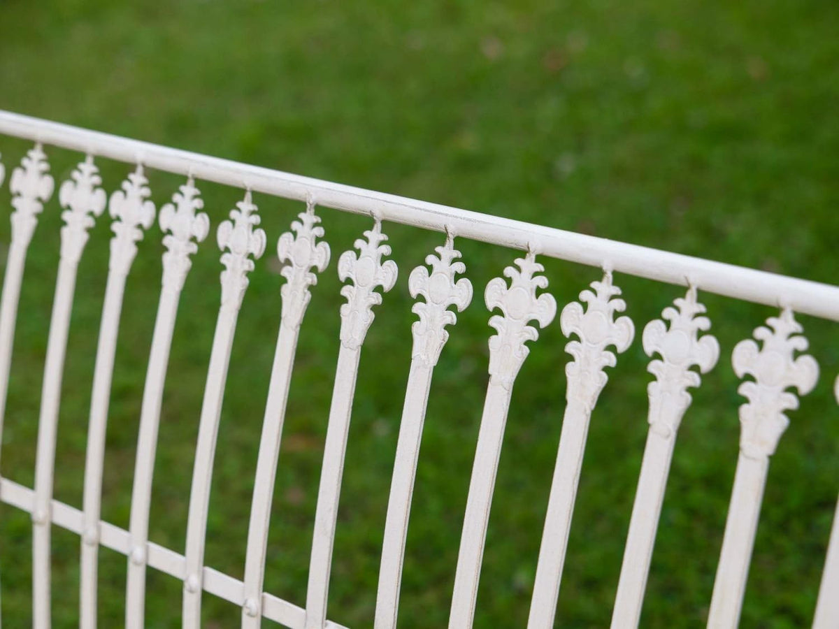 aubaho Banc pour Jardin en Fer forgé - Style Antique - Motif Fleur de lys - Blanc