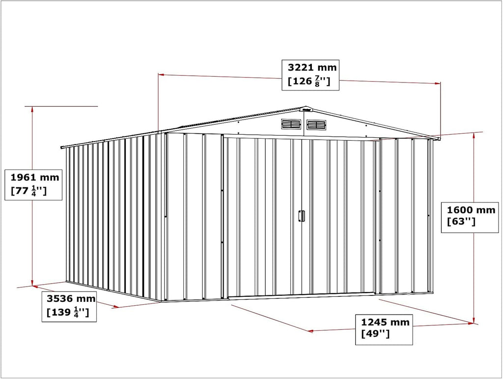 Duramax ECO Abri de jardin en métal galvanisé à chaud avec structure de toit renforcée et solide Vert 10 x 12 cm