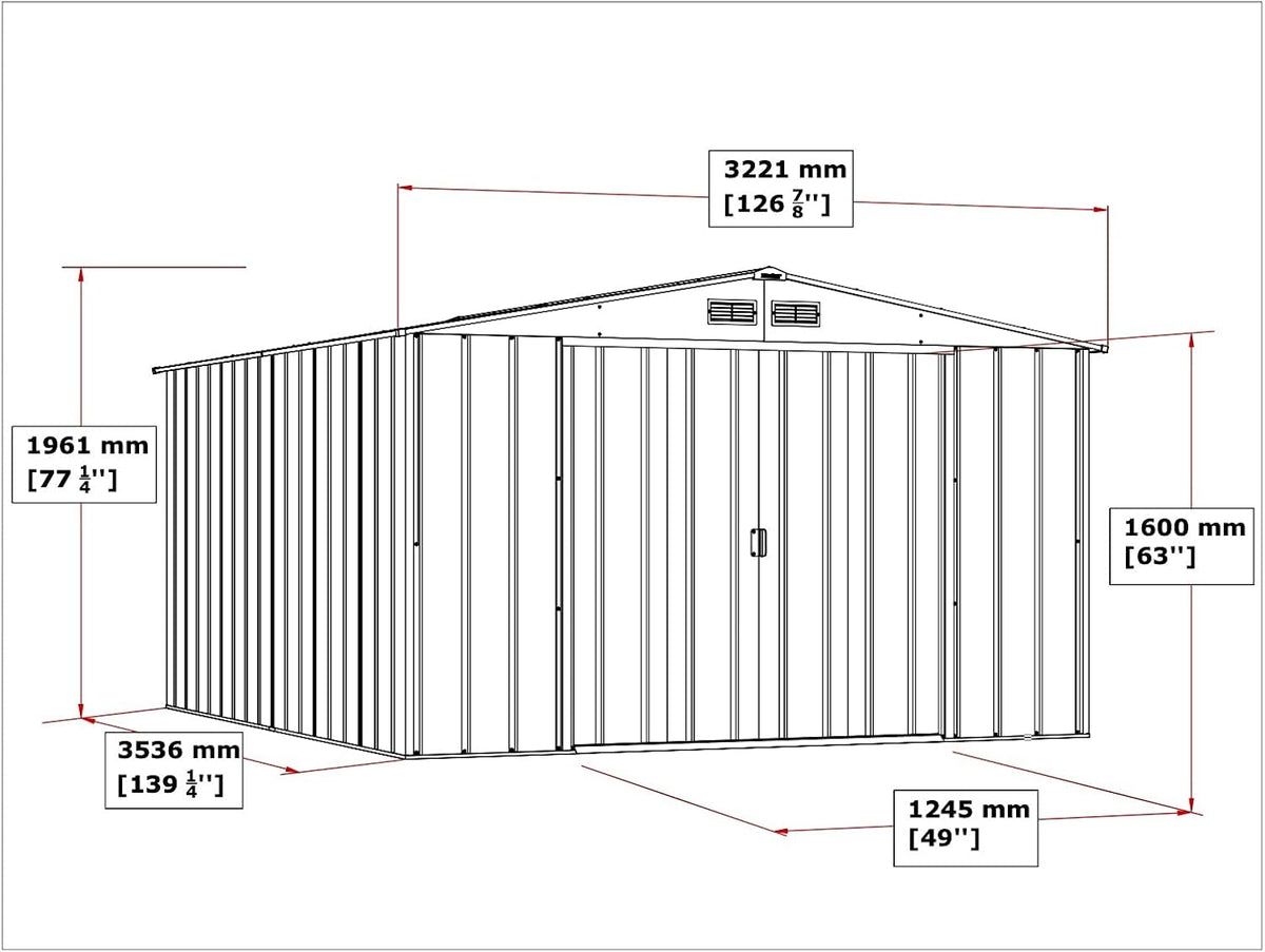 Duramax ECO Abri de jardin en métal galvanisé à chaud avec structure de toit renforcée et solide Vert 10 x 12 cm