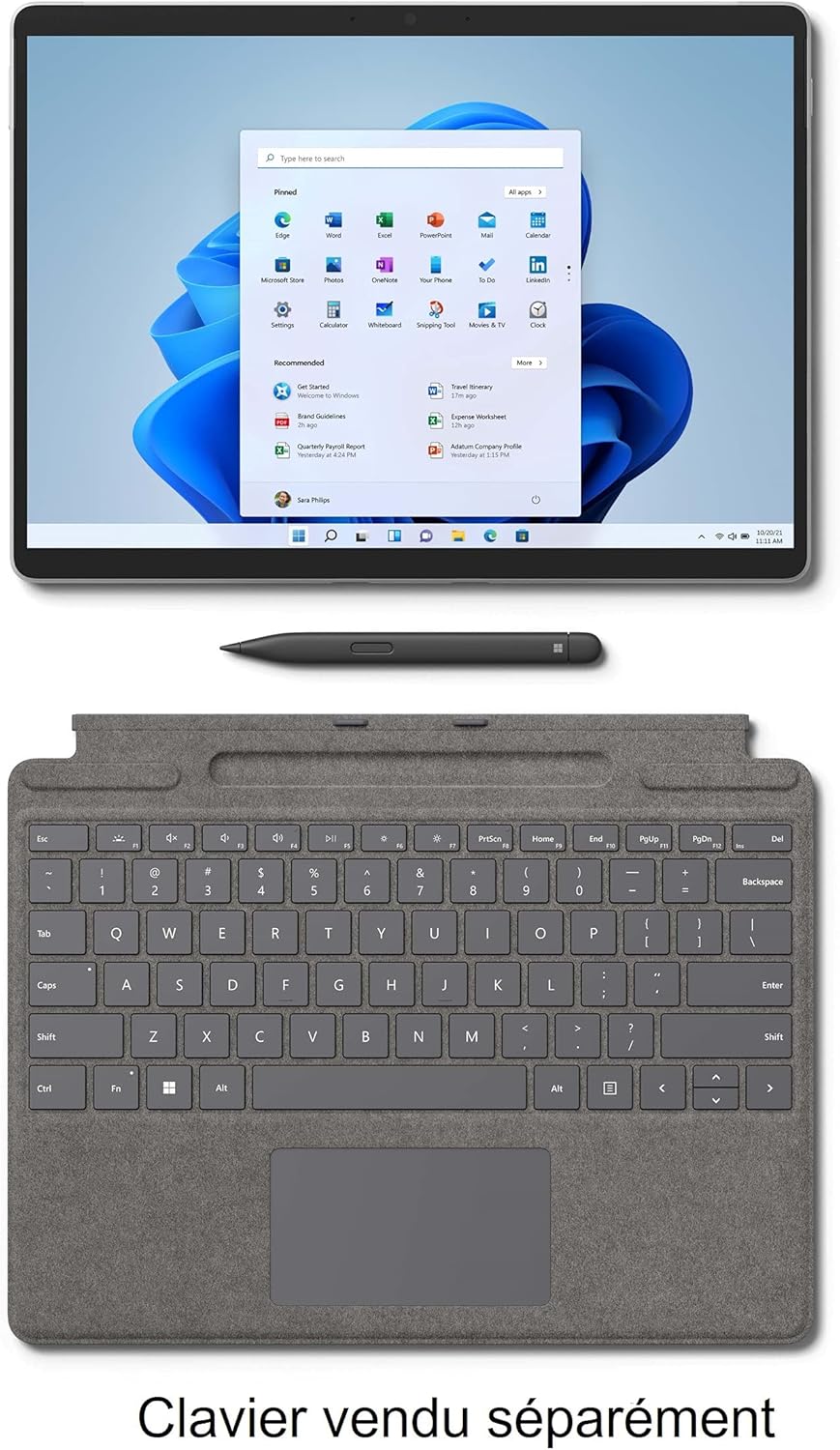 Microsoft Surface Pro 8 Ordinateur Portable (Windows 11,écran tactile 13’’, 8 Go RAM, 128 Go SSD,Core i5) Platine