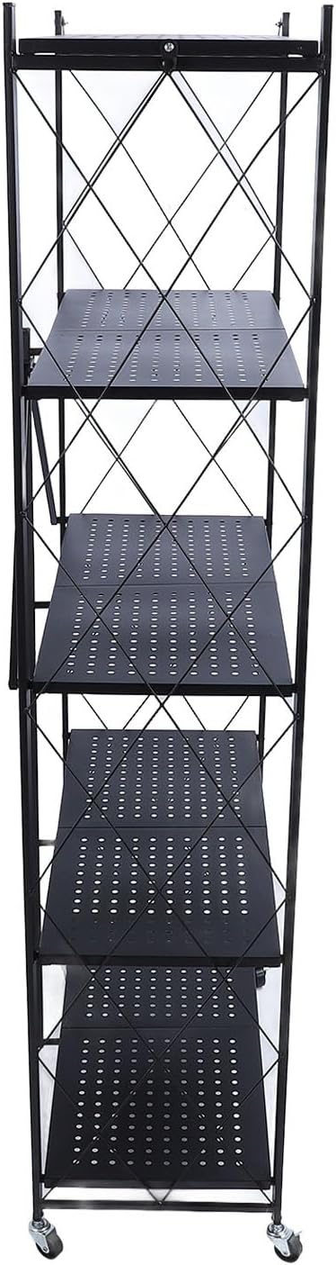Aramox Étagères de Rangement Pliables Durables avec roulettes pour Organiser Les Maisons, Garages, Entrepôts, Aucune Installation Requise (5 Niveaux)