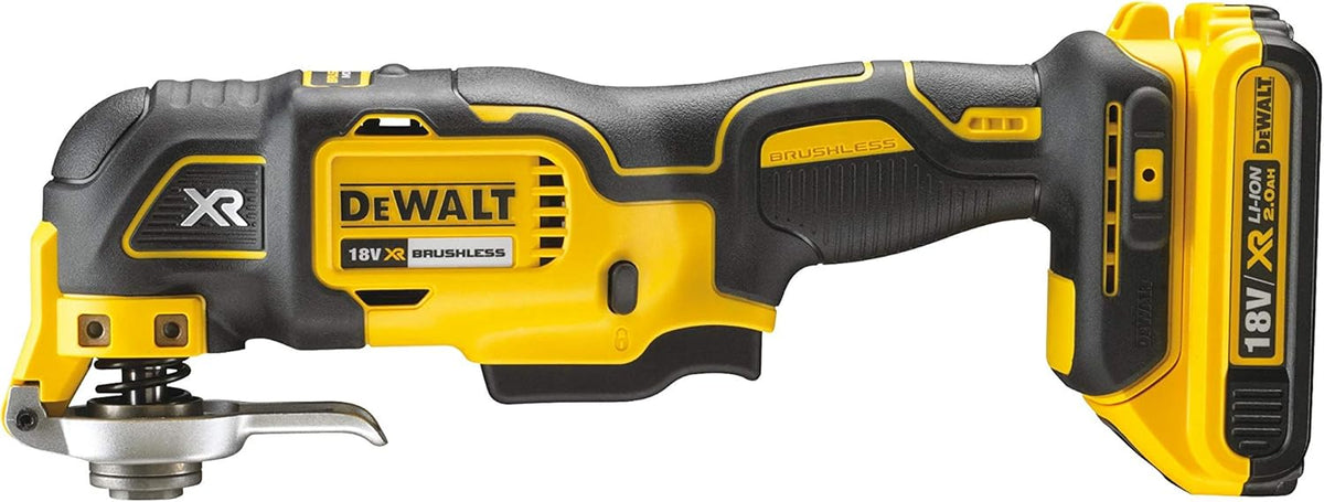 Multi-Cutter Brushless - XR 18V - DCS355D2-QW - Multi-Cutter sans Fil en Coffret avec 2 Batteries, Chargeur et 32 Accessoires - Outil Idéal pour Découpe et Ponçage - 20000 orb/min Argenté