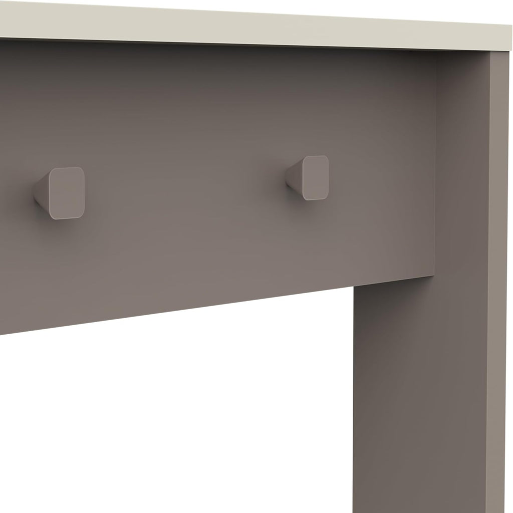 Demeyere Bureau Blanc et Gris avec Tiroir Silencieux, Deux Niches et 2 Crochets Latéraux – Bureau Enfant ou Adulte Fonctionnel 120x77x60 cm