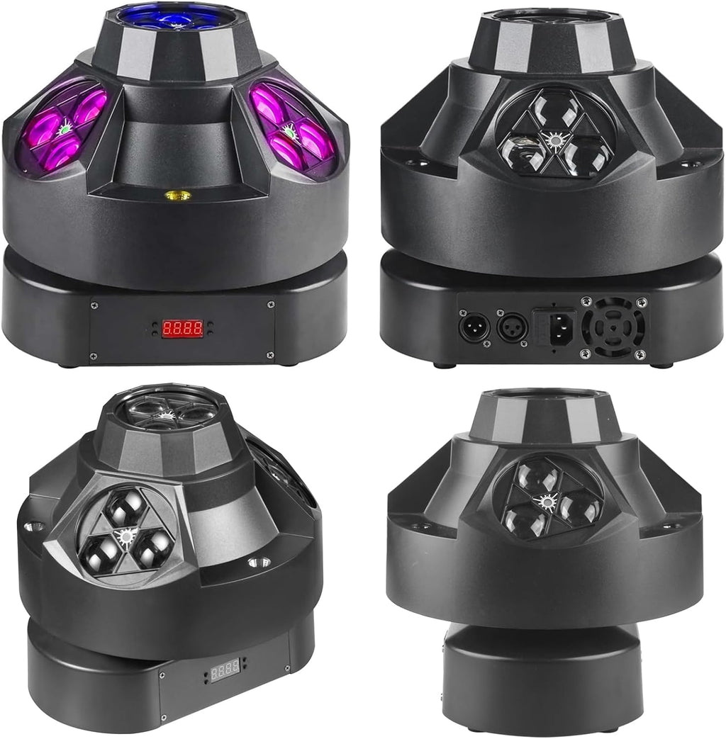 DJ Party Light, 200 W RGBW 4 en 1 LED DJ Stage Lights, DJ Lights avec rotation infinie et son activé pour mariage DJ Party et Live House