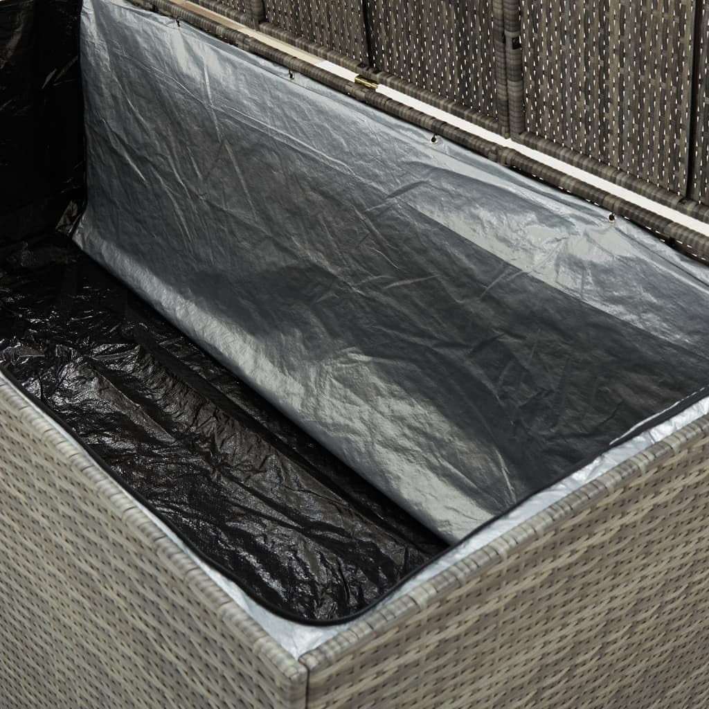 vidaXL Boîte de Rangement de Jardin Coffre de Rangement d'Extérieur Banc de Rangement Stockage Arrière-Cour Résine Tressée 180x90x70 cm Gris