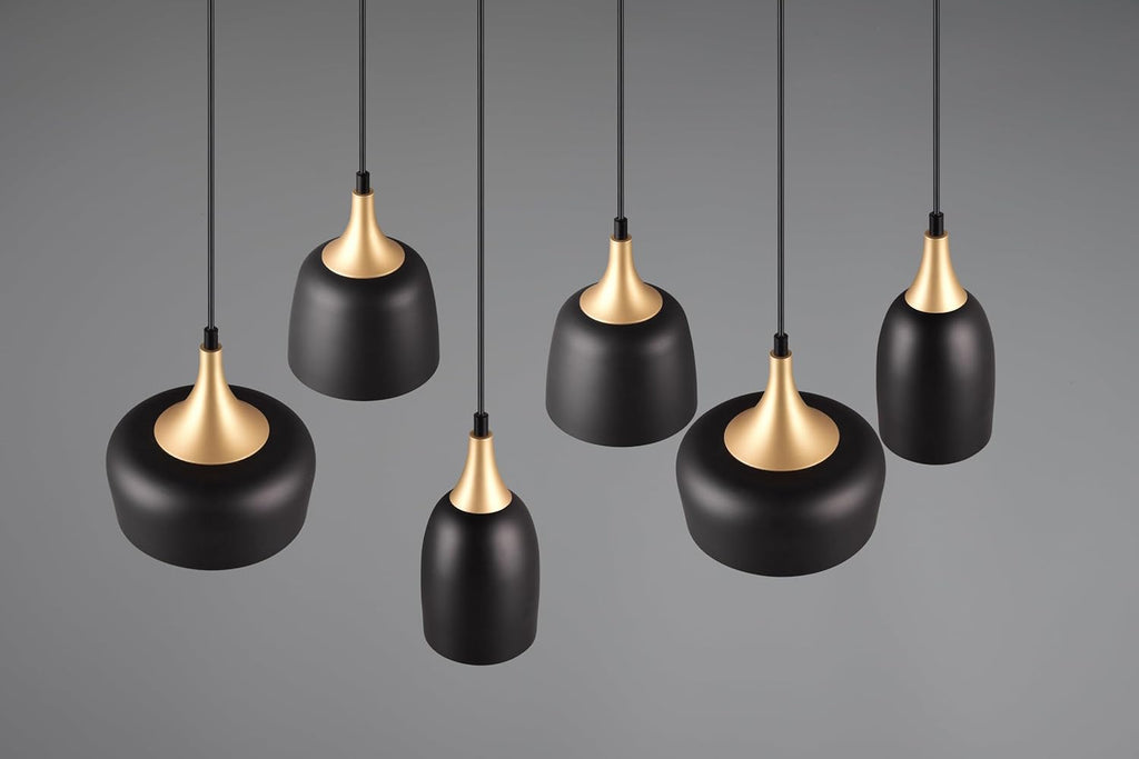 Trio Suspension Chiraz 310500632, métal noir mat/doré, sauf 6x E14