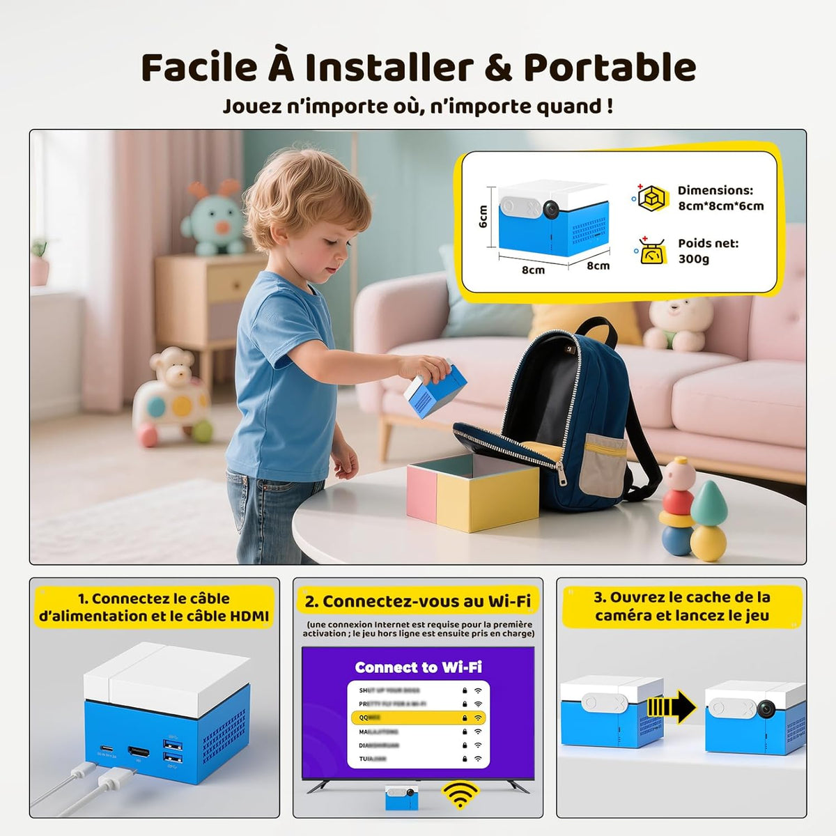 KINHANK MotionX Consoles de Jeux à Détection de Mouvement, Système de Jeu Vidéo Plug&Play pour Interactif Parent-Enfant, Sans abonnement & Manette,Jouet Cadeau pour garçons et Filles à partir de 3 Ans