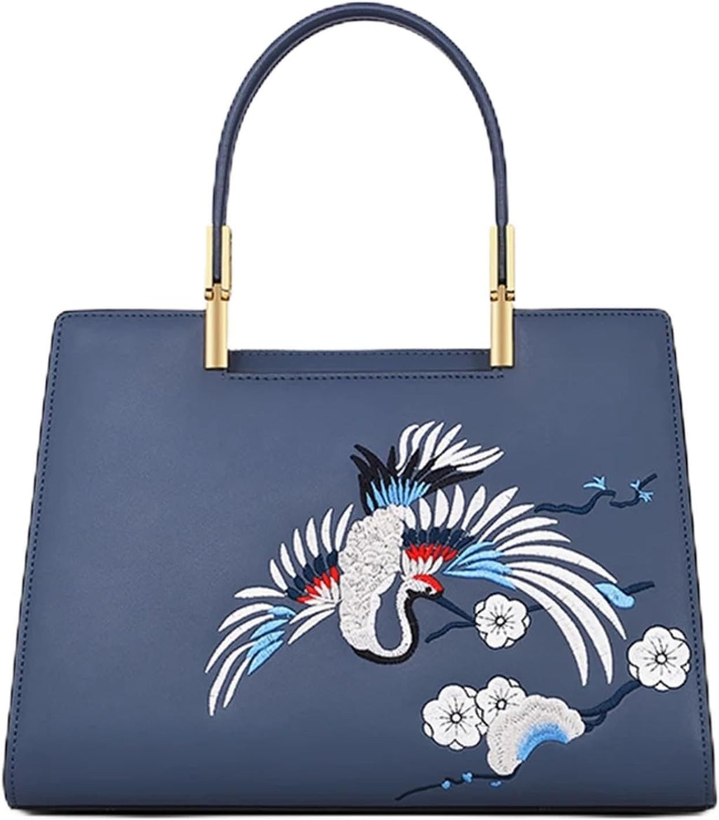 HUWOYG Sac en cuir for femmes, sac à main brodé léger for mère d'âge moyen, sacoche bandoulière Pour Cérémonie