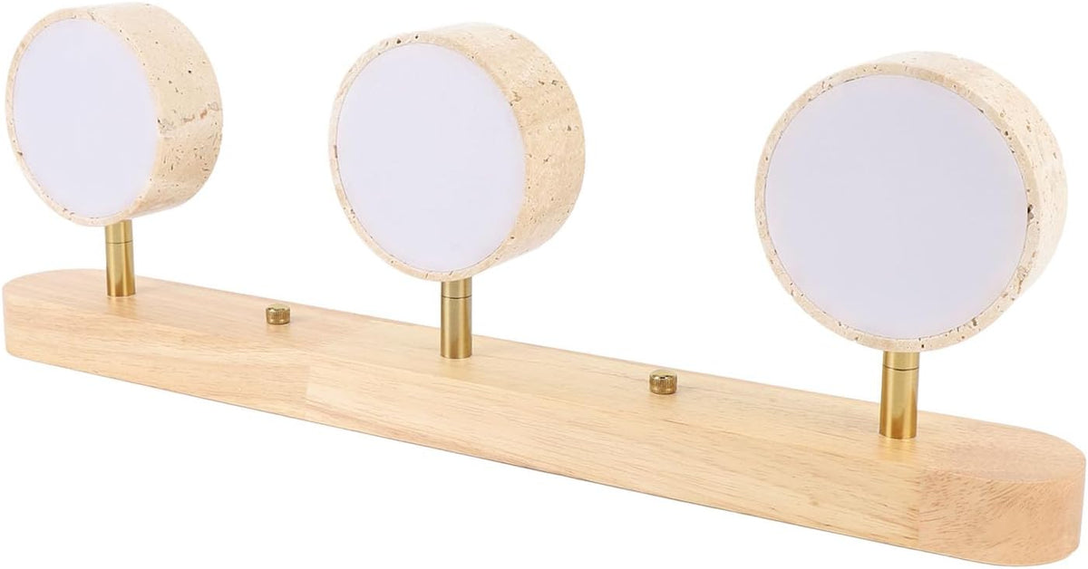 QWUUYEC Lampe de Salle de Bain en Bois Massif 3 Lumières, Applique Murale Moderne, Éclairage Chaud pour Miroir - Installation Fixe, Design Élégant, Ambiance Conviviale pour Entrée et