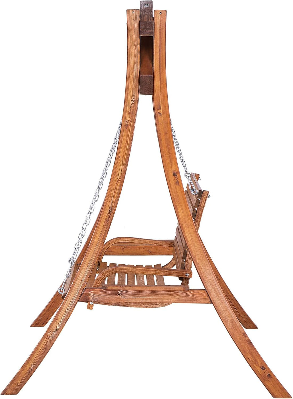 Balancelle de Jardin en Bois Foncé Assise Confortable et Élégante pour Terrasse au Style Campagne Beliani