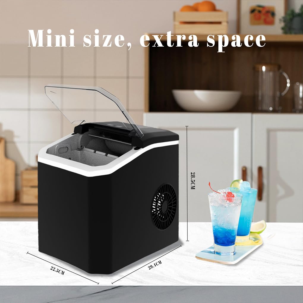 YIXANNX Machine à glaçons portative, comptoir avec maison silencieuse, modèle classique PP essentiel, facile à grande fenêtre transparente, Noir