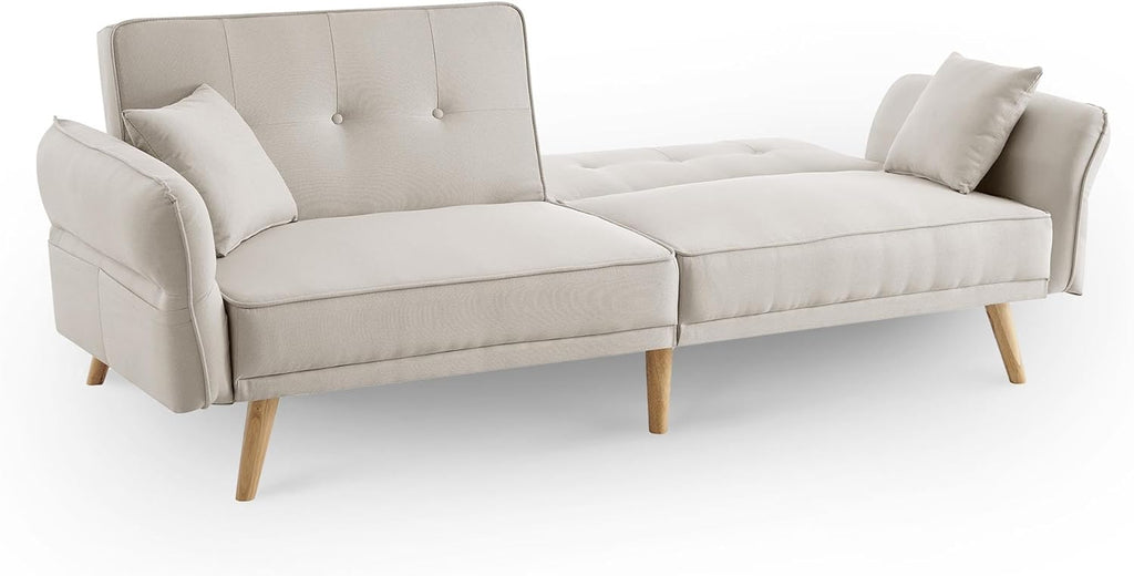 DecoInParis Canapé clic clac 3 Places en Tissu Beige Chili