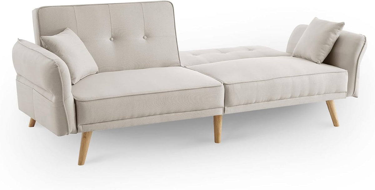 DecoInParis Canapé clic clac 3 Places en Tissu Beige Chili