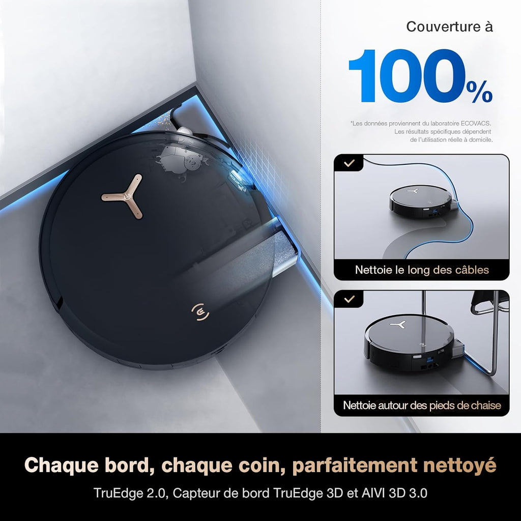 ECOVACS X8 Pro Omni Robot Aspirateur Laveur avec Station Tout-en-Un, Puissance 18000Pa, Nettoyage Auto Instantané OZMO Roller, Nettoyage à l'eau Chaude, Ajout Automatique Solution de Nettoyage