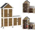 Outsunny Abri de Jardin + Armoire de Rangement en Bois, cabane de Jardin extérieur intérieur avec Toit incliné en Asphalte, étagères et Portes verrouillables, Armoire à Outils pour Balcon, Naturel