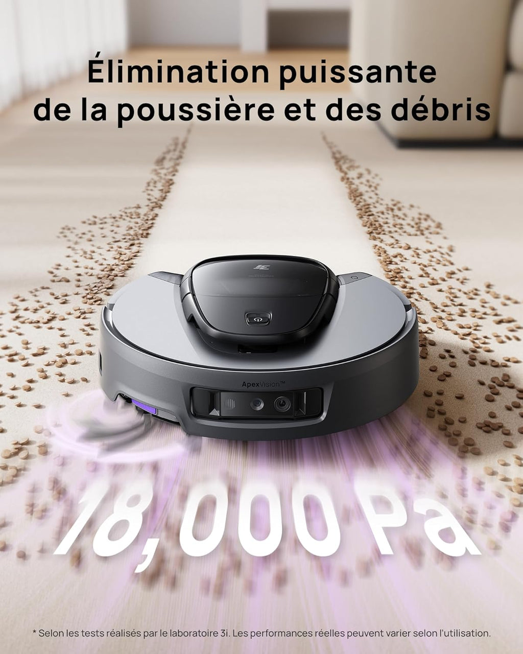 3i Robot aspirateur Laveur G10+, Compression silencieuse des débris, 60 Jours sans vidange, Serpillière et Brosse Extensibles, 18000 Pa, évitement d’Obstacles Digne d’Un Flagship