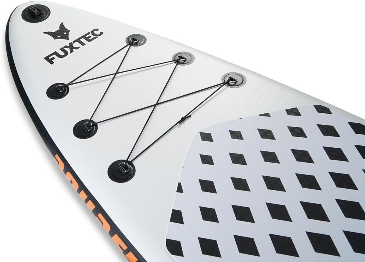 Fuxtec Kit de Planche de Sup Gonflable - Planche de Stand up Paddle 320 x 81 x 15 cm avec 3 ailerons - Planche de Tourisme Charge jusqu'à 150 kg - Sac de Rangement Inclus