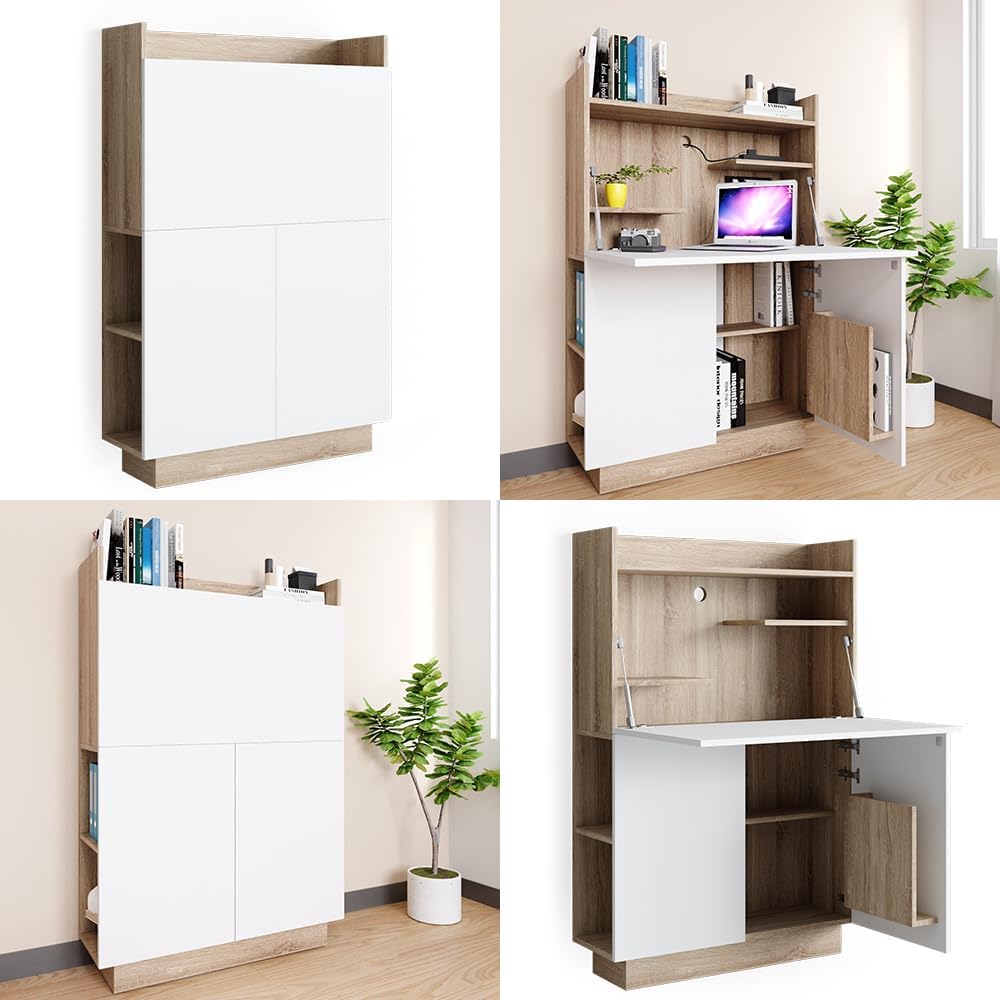 Vicco Secrétaire Bureau Alena, Sonoma/Blanc, 85 x 27 cm