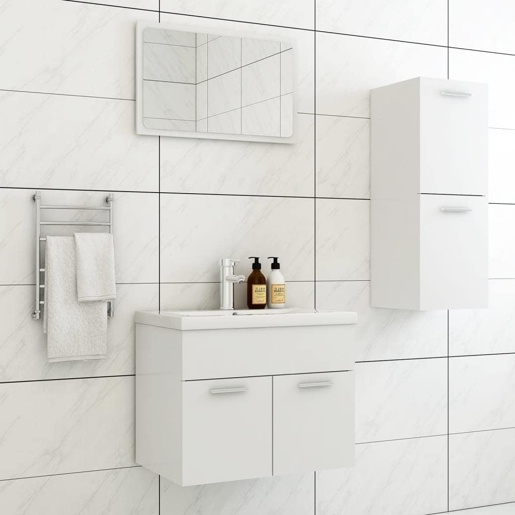Lauuoeriau Ensemble de meubles de salle de bain en bois blanc pour maison et jardin