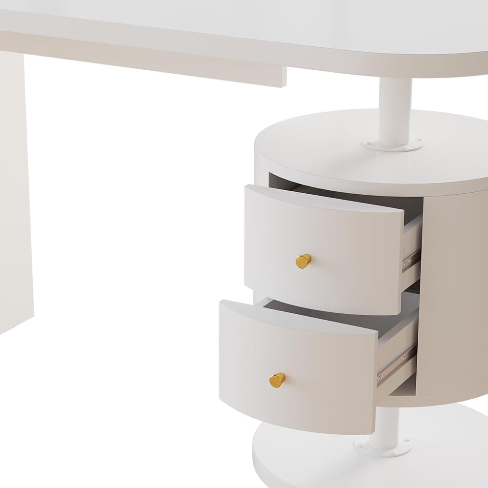 Vicco Bureau Lara, Blanc Haute Brillance, 120 x 50 cm avec 2 tiroirs